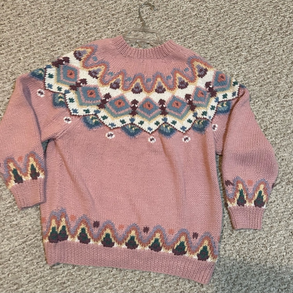 Fair Isle Pink Patterned Women's Sweater
